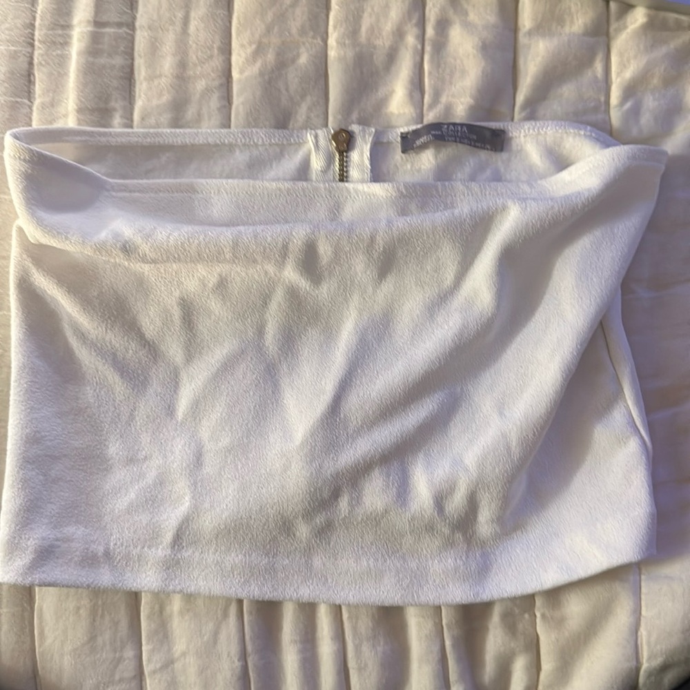 Cropped White Tube Top with zipper